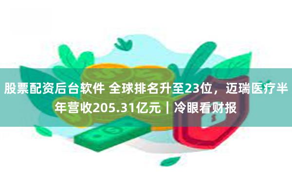 股票配资后台软件 全球排名升至23位，迈瑞医疗半年营收205.31亿元｜冷眼看财报