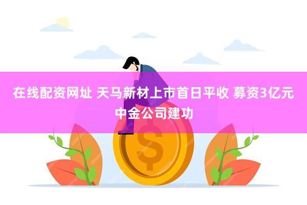 在线配资网址 天马新材上市首日平收 募资3亿元中金公司建功